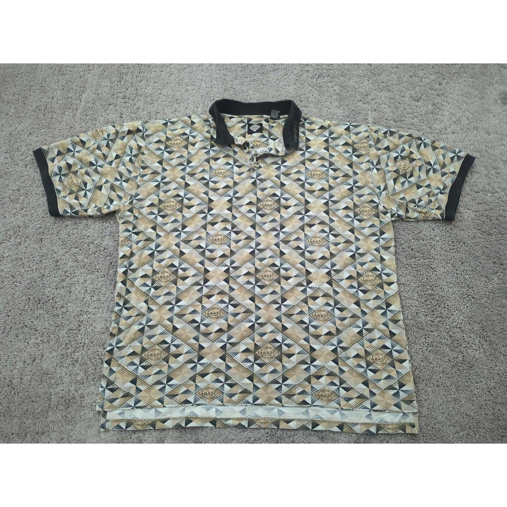 Vintage Tabasco Polo Shirt Mens XXL Logo All Over Print Made in‎ Thailand